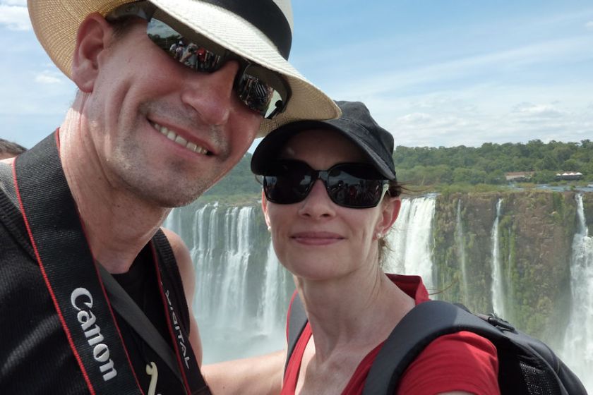 Paul and Sandra at Iquazu Falls Argentina